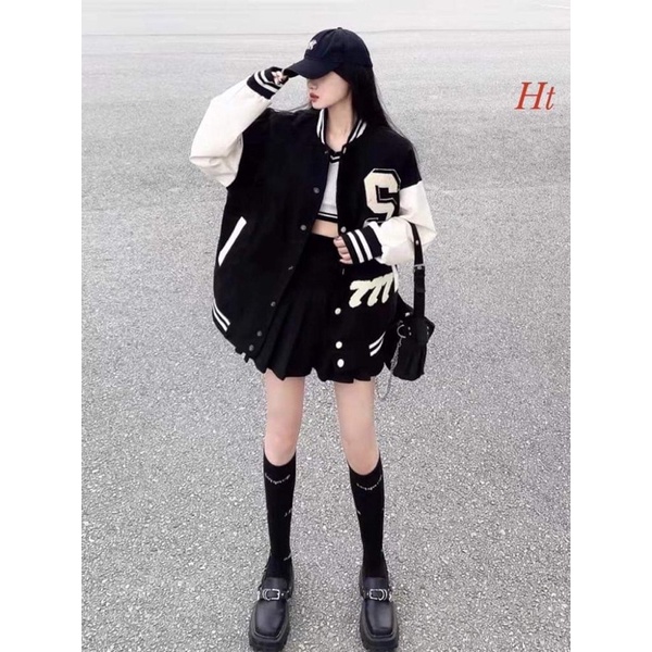 Áo khoác bomber phối tay Sm HT12