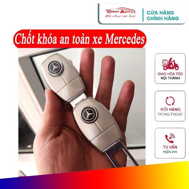 Chốt cài dây đai an toàn xe ô tô logo Mercedes