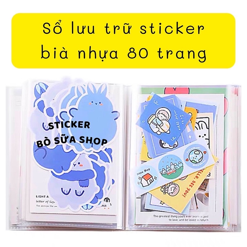 Sổ lưu trữ sticker bìa nhựa 80 trang A6 B6 A5 A4 đựng nhãn dán trang trí postcard giấy note stickerbosuashop