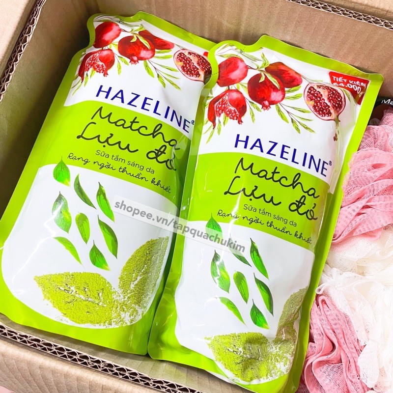 Sữa tắm HAZELINE 1.2KG trắng sáng da - Matcha Lựu Đỏ / Yến Mạch Dâu tằm