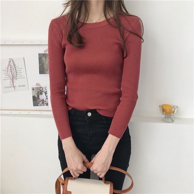 VVvn Áo Sweater Cổ Chữ UÔm Dáng Thời Trang Hàn Quốc Đơn Giản ThanhLịch