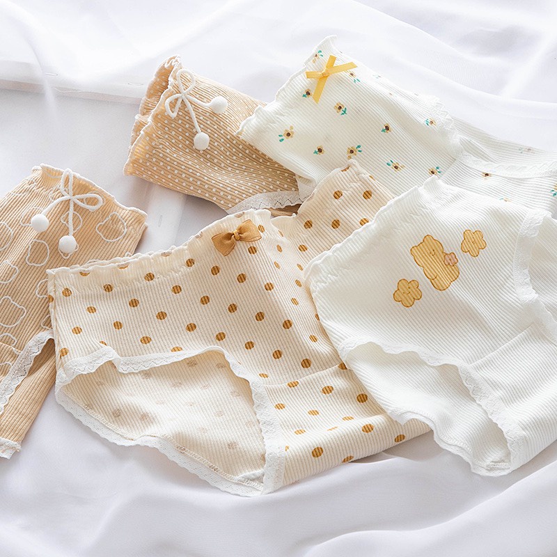 Quần Lót Nữ Cotton Kháng Khuẩn Họa Tiết Trà Sữa Chấm Bi Đáng Yêu
