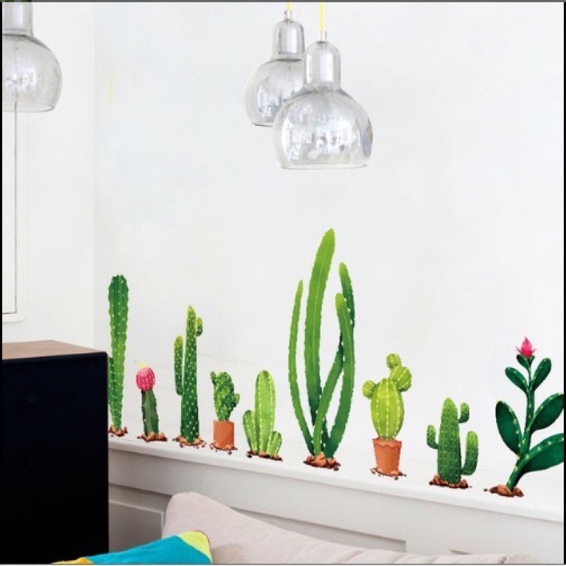 Decal giấy dán tường - Xương rồng nhánh dài