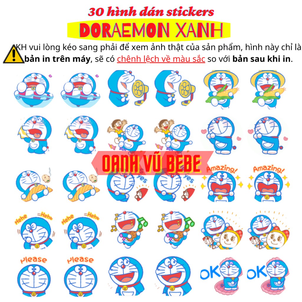 30 HÌNH DÁN Sticker Doraemon - mã 1402
