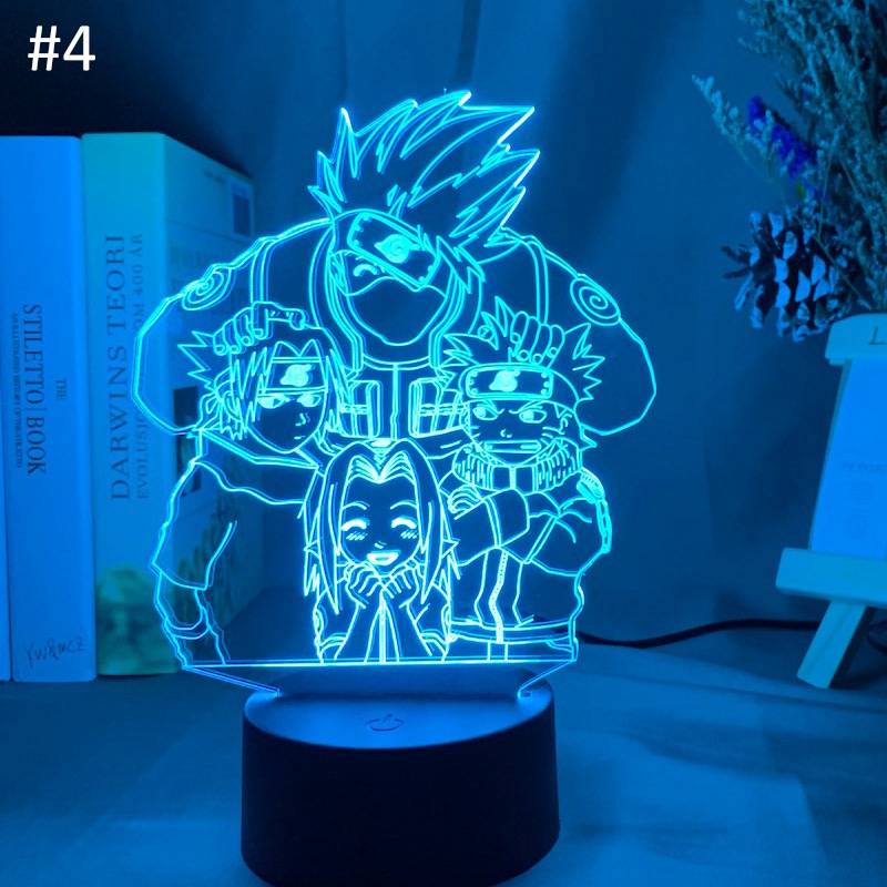Đèn ngủ thiết kế hình nhân vật hoạt hình Naruto thay đổi màu sắc cảm ứng được tiện lợi