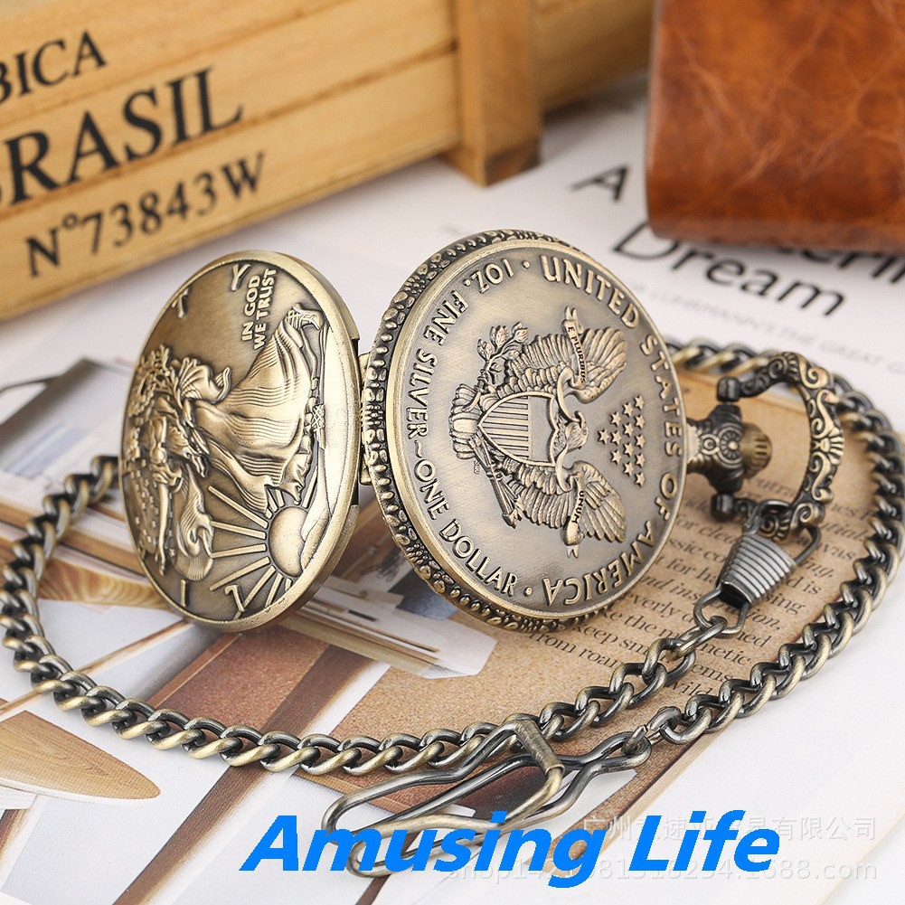 Quartz Pocket Watch Mới Lớn Thạch Anh Đồng Hồ Bỏ Túi Một Ounce American Eagle Xu Họa Tiết Đồng Hồ Bỏ Túi Cổ Tưởng Niệm Đ | BigBuy360 - bigbuy360.vn