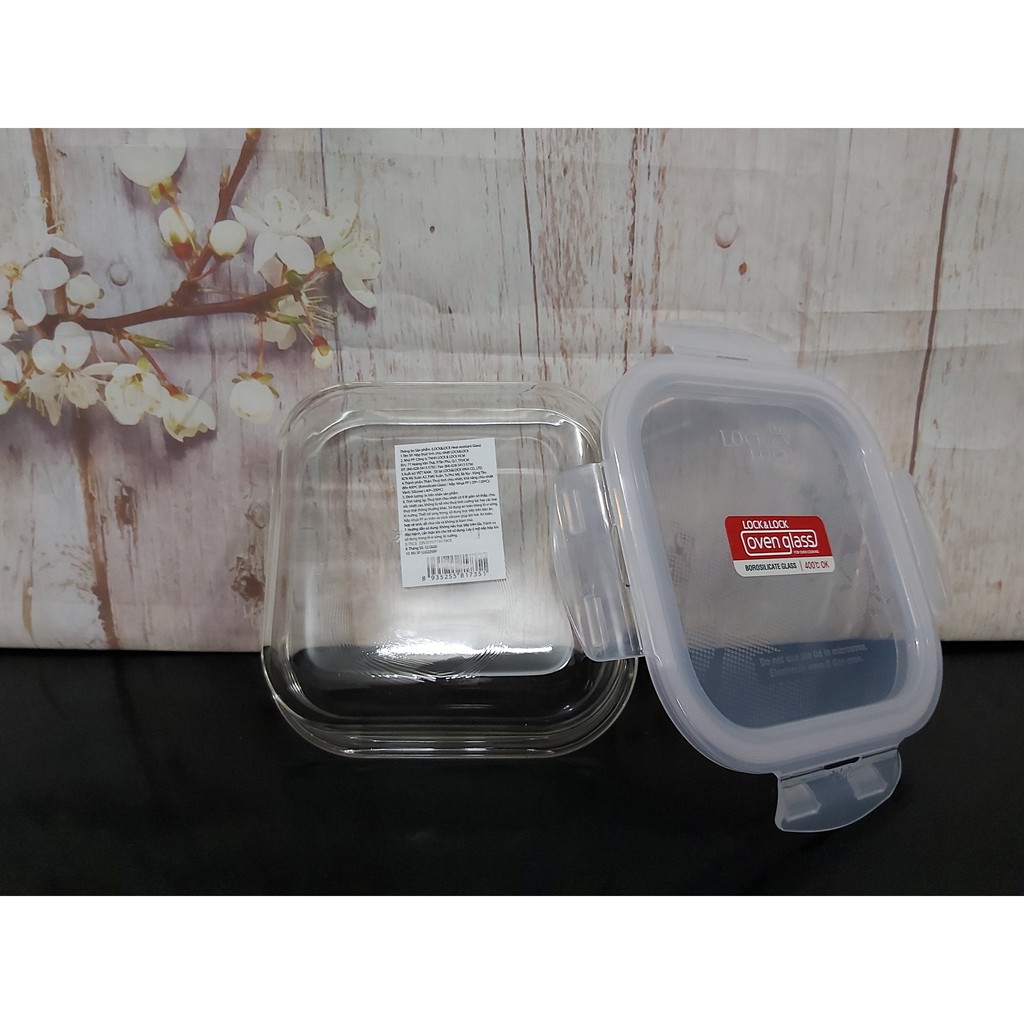 Hộp Lock & Lock thủy tinh vuông 840ml