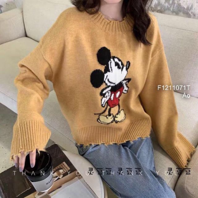 Hàng QC order-ao len chuột mickey form rộng tay dài