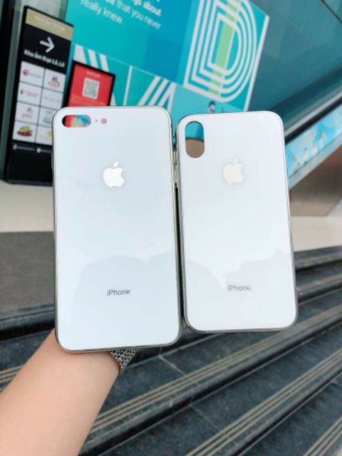 Ốp lưng kính tráng gương viền xi cùng màu cao cấp Iphone 7 Plus/8 Plus