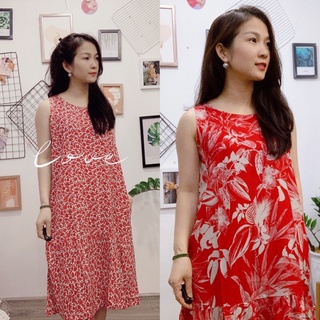 Váy lanh nữ dáng suông đuôi cá, đầm tole mặc nhà siêu mát