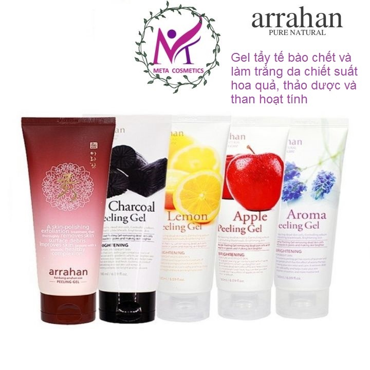 Gel tẩy tế bào chết Arrahan 180ml, chiết suất hoa quả, thảo dược và than hoạt tính giúp làm sạch sâu và dưỡng trắng da