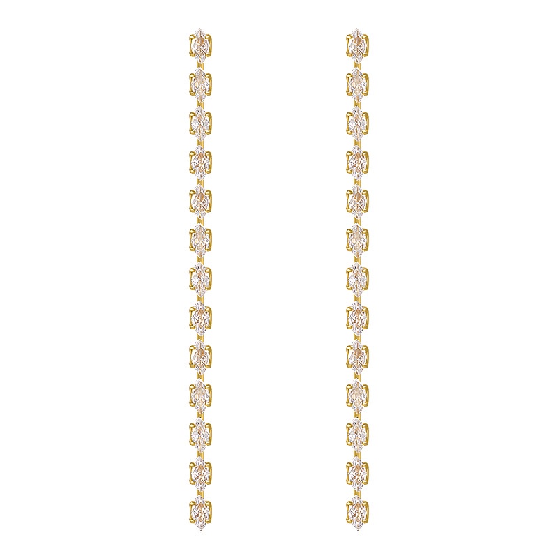 Khuyên Tai Dáng Dài Đính Đá Phối Tua Rua Thời Trang Hàn Quốc Mới