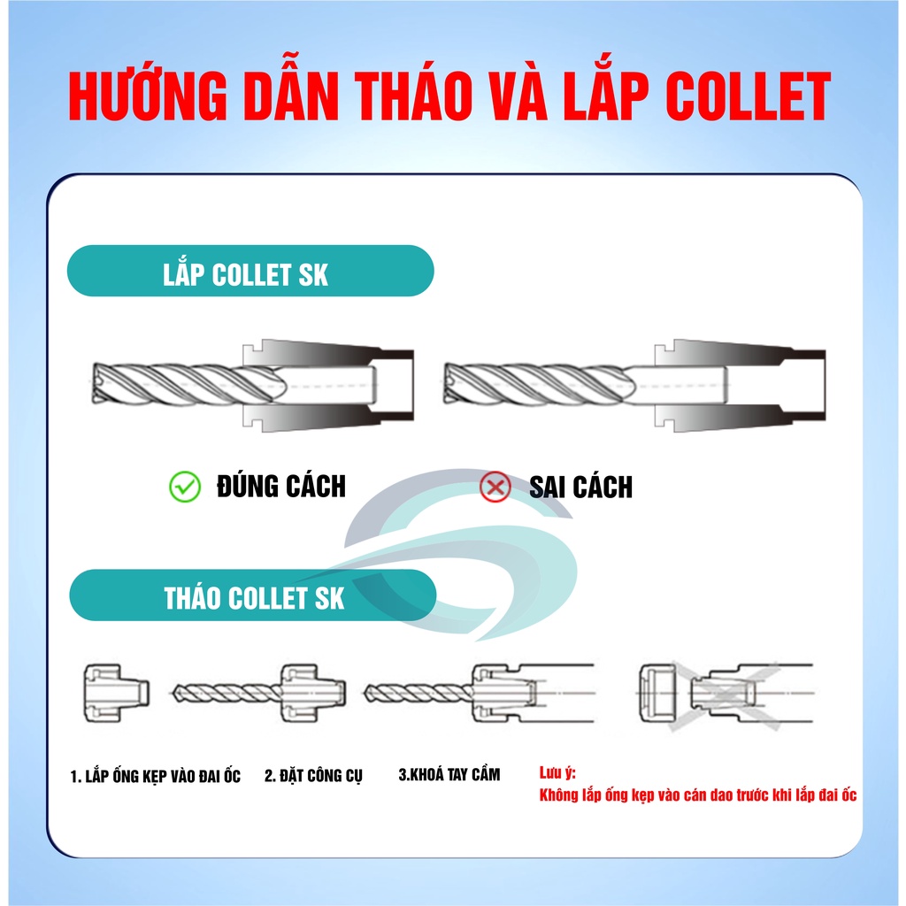 Collet SK10, SK16 - Collet kẹp dao phay kiểu SK có độ chính xác cao