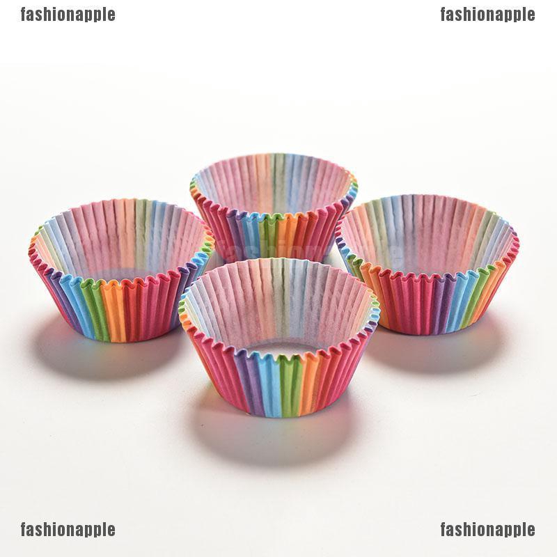 100X Rainbow Papier Tasse Kuchen-Zwischenlagen Backen Cup-Hüllen-Partei