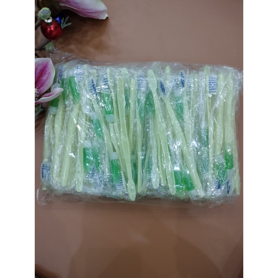 Bàn chải khách sạn, nhà nghỉ, bàn chải đánh răng dùng 1 lần, hàng cao cấp, dip đánh răng giá rẻ, Bịch 100 bộ