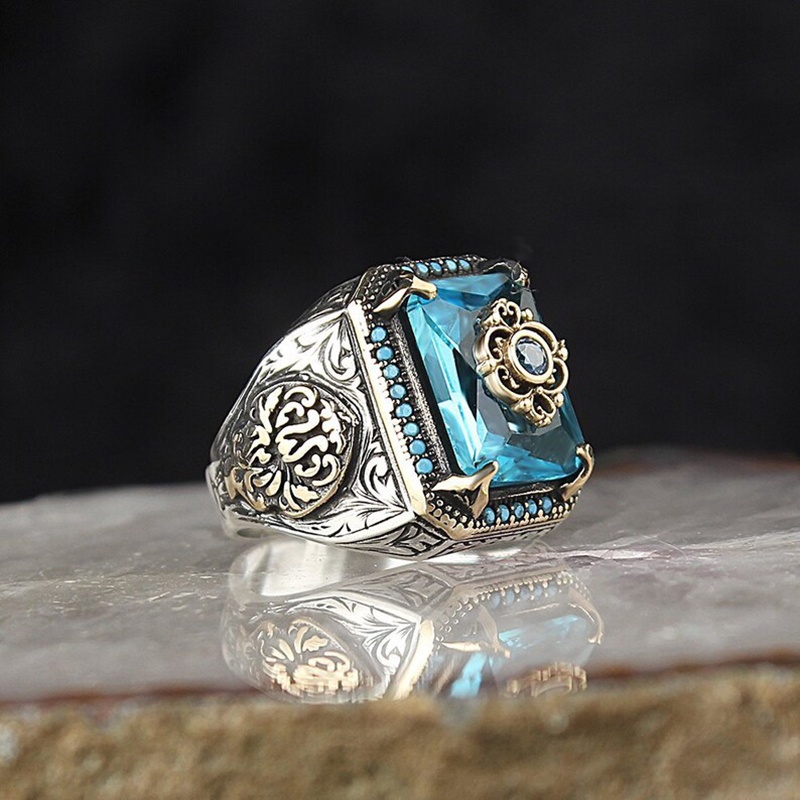 Nhẫn Thời Trang Thổ Nhĩ Kì Đính Đá Zircon Màu Sắc Bắt Mắt