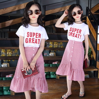 2 bộ đồ baju bé gái trẻ em váy bé gái váy bé gái váy trẻ em bé gái tartan váy dài bộ bé gái
