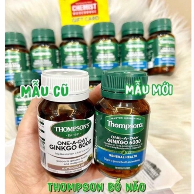 Viên uống bổ não, hoạt huyết dưỡng não thompson's one a day ginkgo 6000mg 60v của úc, ginkgo thompson