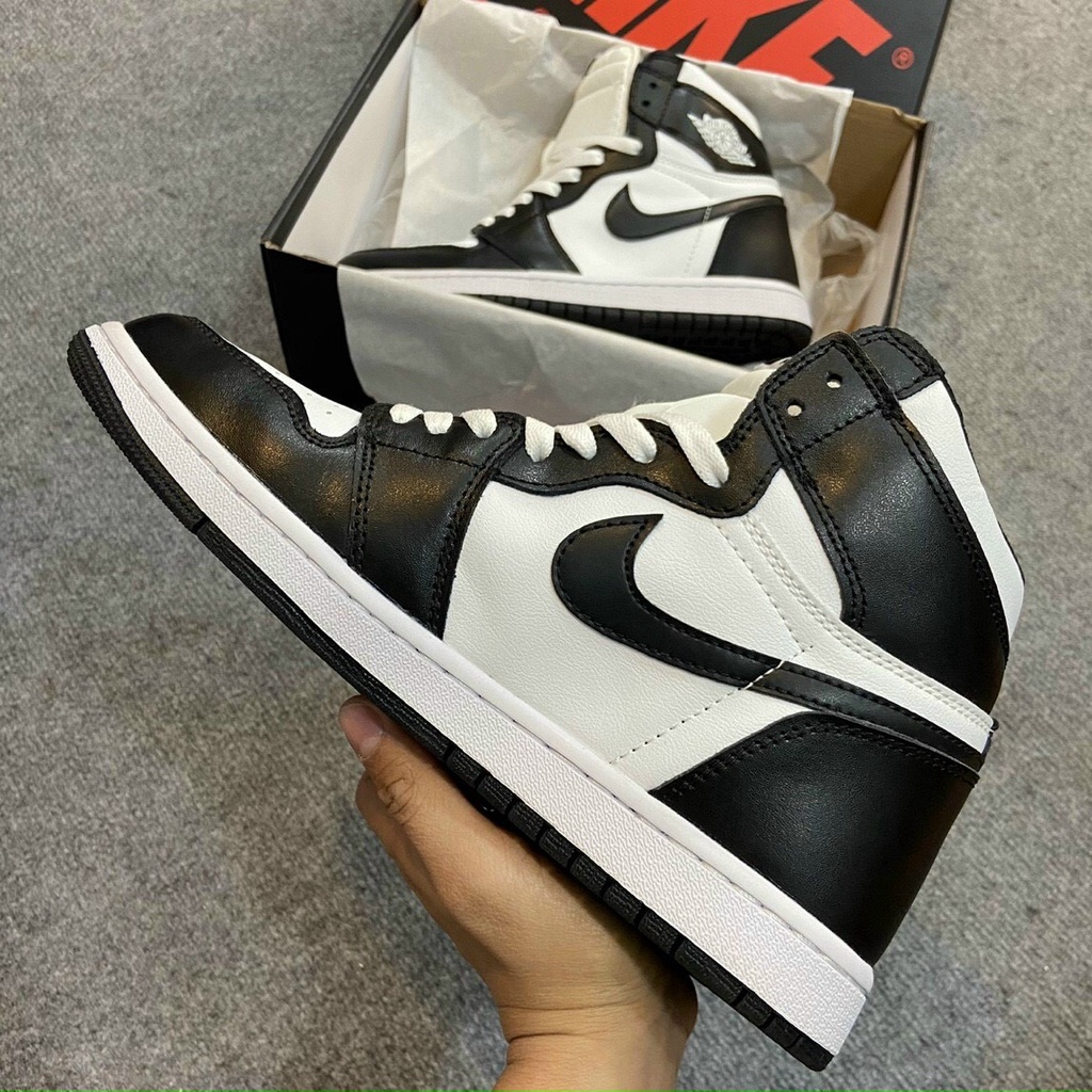 Giày Jordan cổ cao đen trắng, giày jd cổ cao panda bản cao cấp
