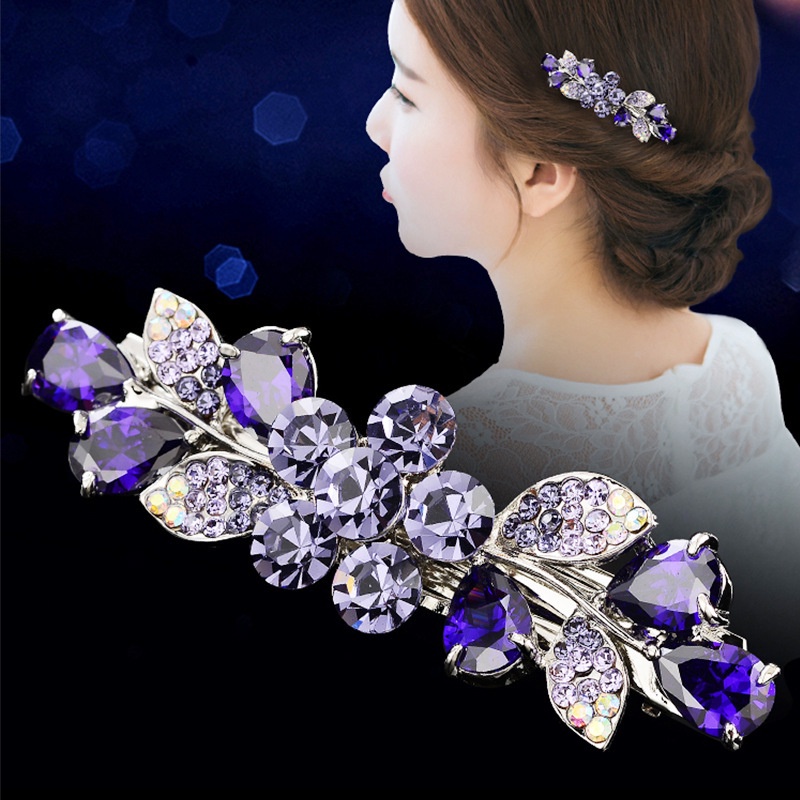 Kẹp Tóc Hình Bông Hoa Đính Kim Cương Giả Đơn Giản