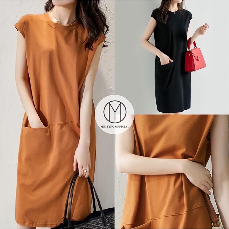 Váy thun dáng suông, đầm suông 3 lỗ siêu mát, đầm thun lạnh rộng dáng dài 2 màu