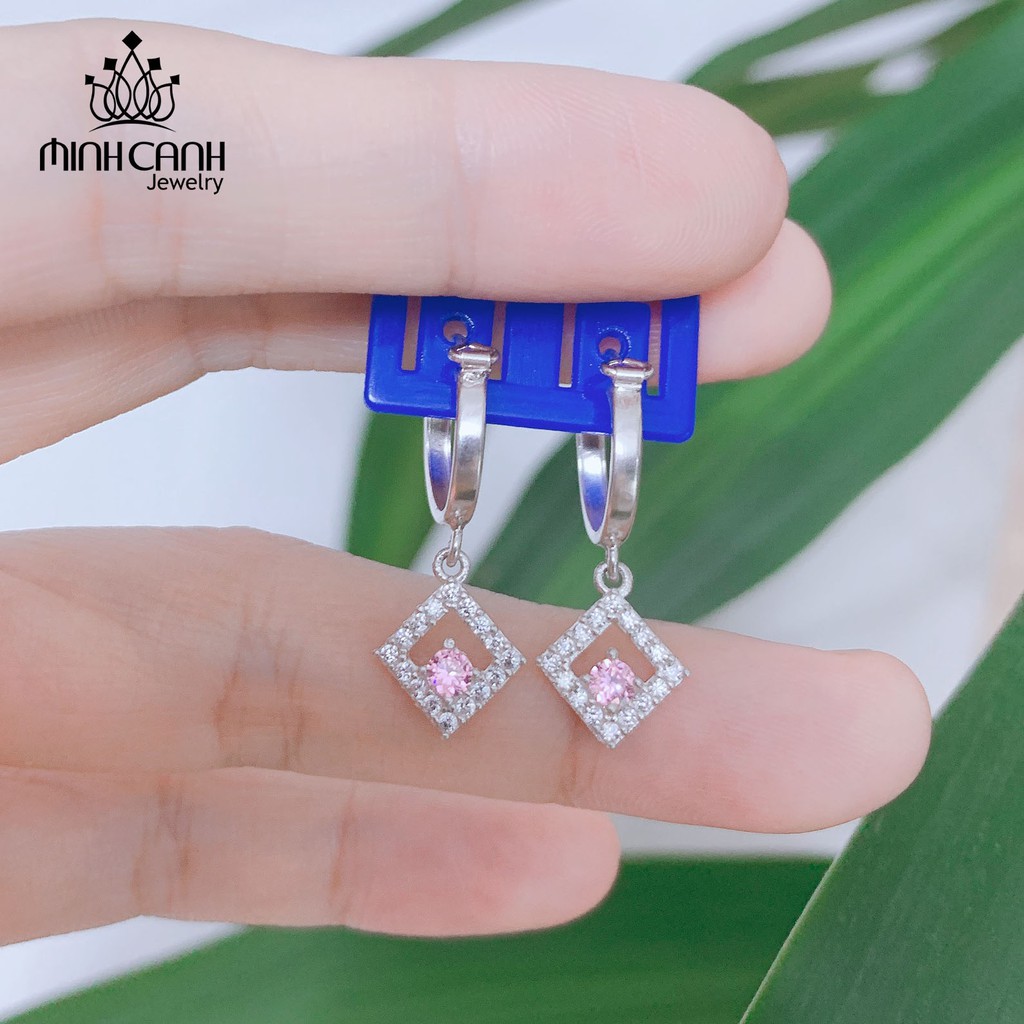 Bông Tai Bạc Trẻ Em Hình Thoi Đính Đá - Minh Canh Jewelry