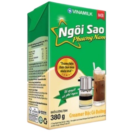 Sữa đặc Ngôi Sao Phương Nam 380g hộp giấy xanh lá, phù hợp cà phê sữa đá, sữa mới date xa tít