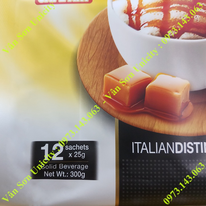 Gói nhỏ cà phê sữa Caramel Macchiato 25g Aik Cheong Malaysia