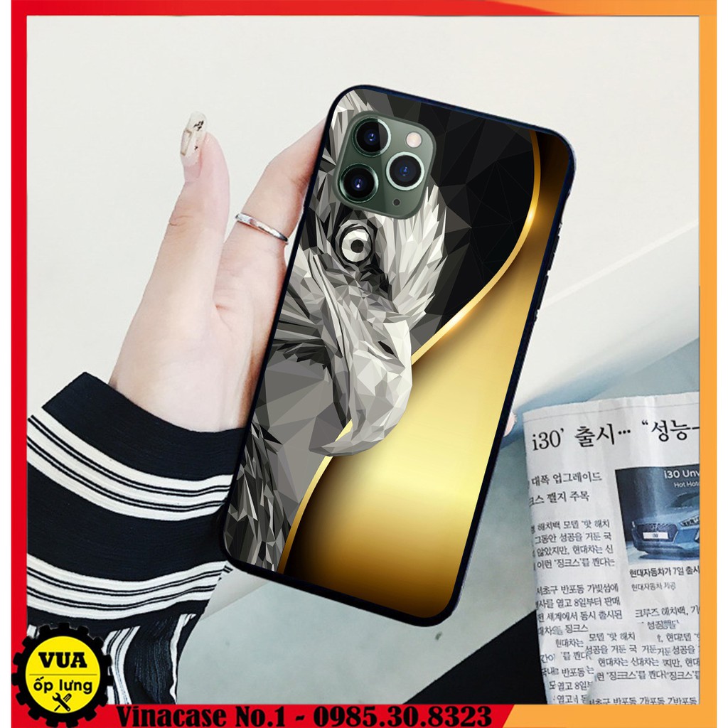 Ốp Iphone 12 - Iphone 12 Pro - Iphone 12 Mini - Iphone 12 Pro Max in lưng kính hình Rồng Vàng và Rồng Đen sắc nét