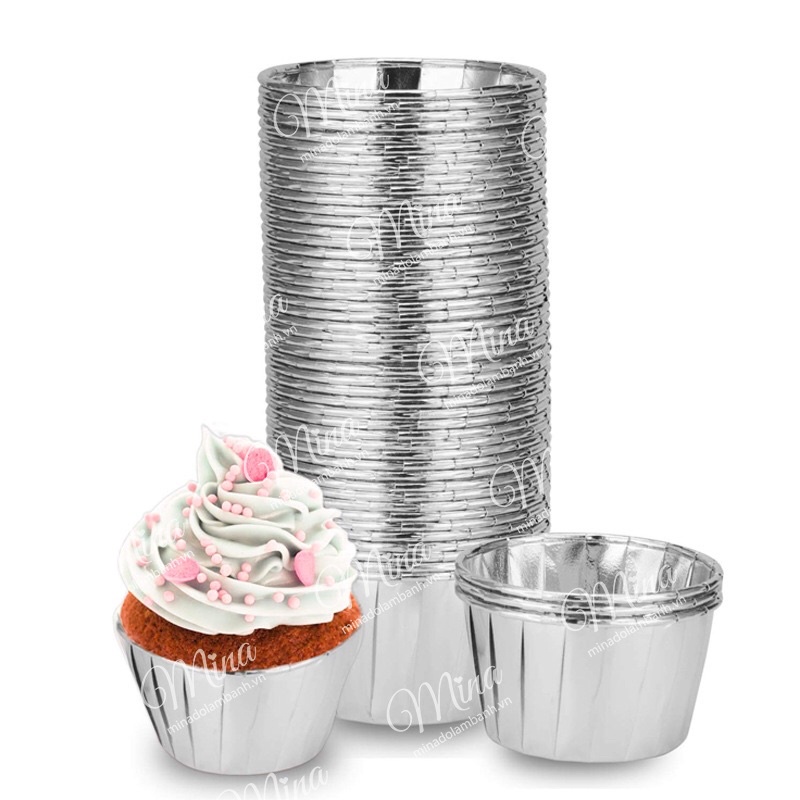 Cốc đựng bánh CupCake Nhôm Vàng/Bạc 50 chiếc
