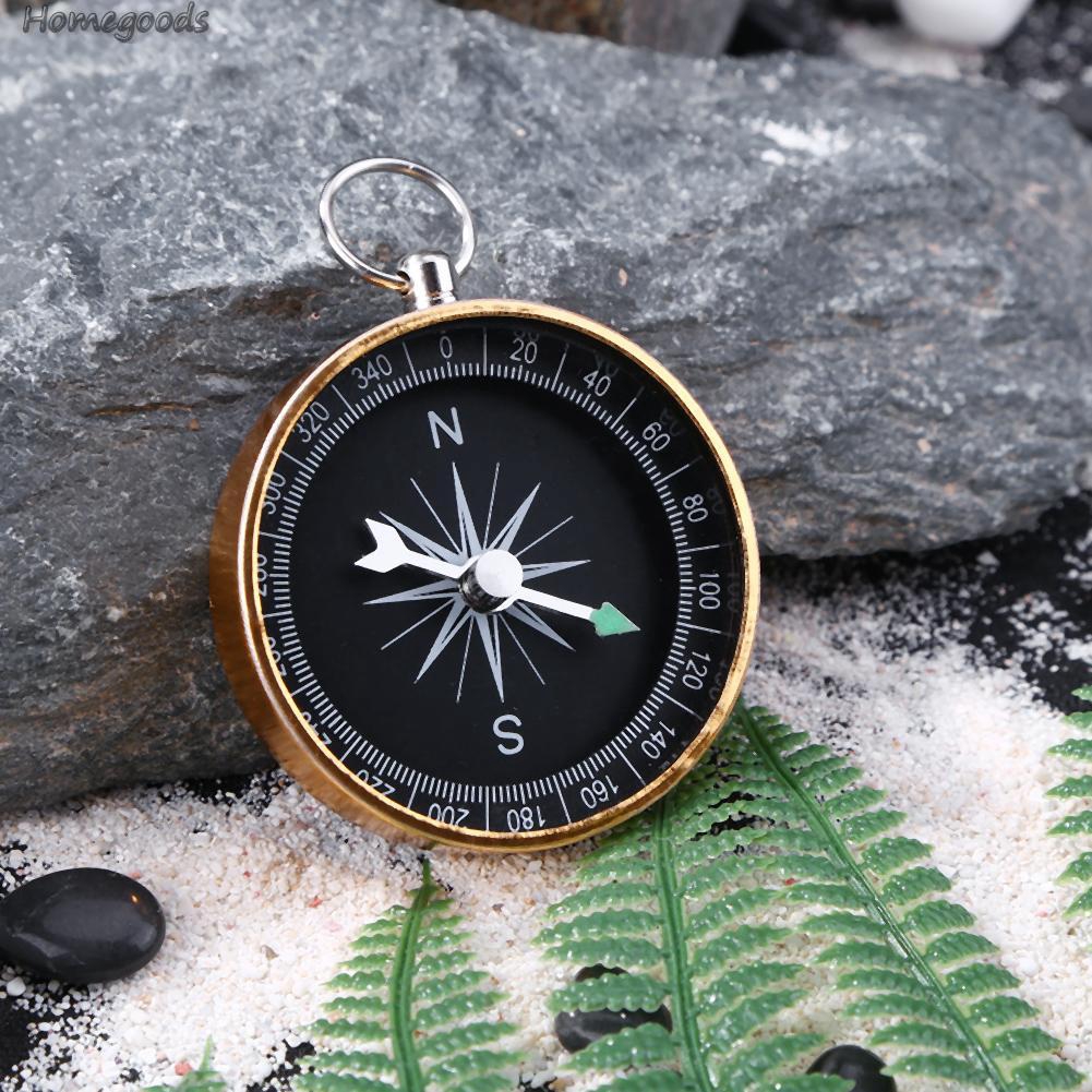 La bàn bằng nhôm màu vàng có móc khóa dùng cho cắm trại/làm quà tặng