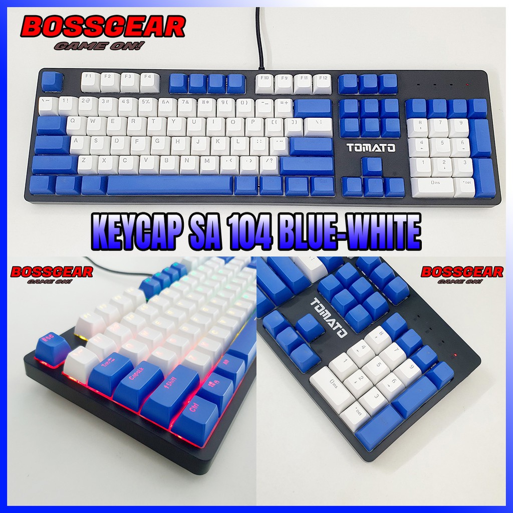 Keycap SA Blue White 108 Phím ABS Double Shot Xuyên LED ( Thick ABS, SA Profile, Ansi Layout)