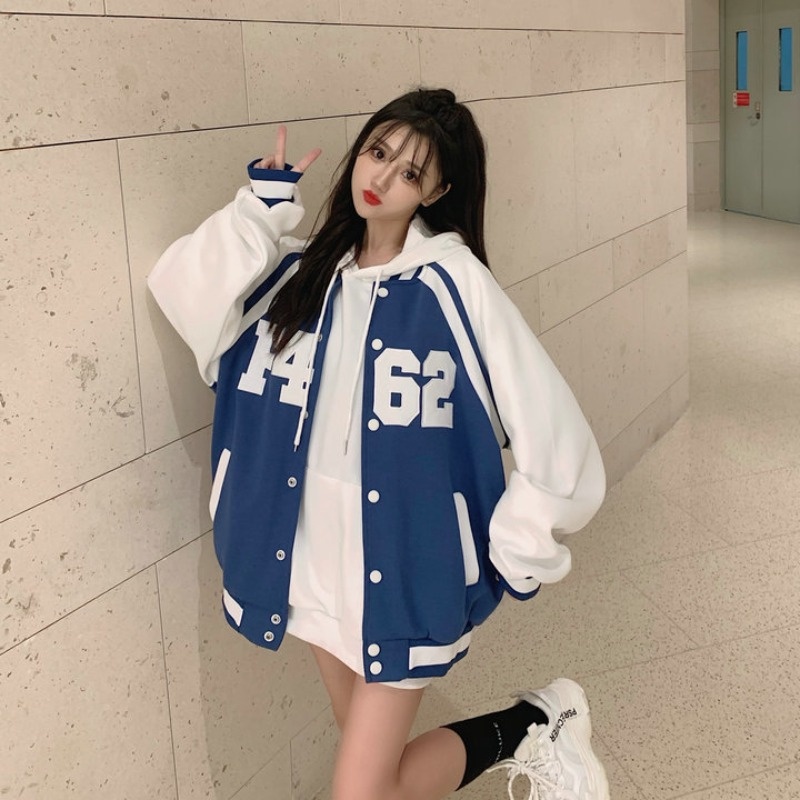 ZHELIHANGFEI Áo Khoác Bóng Chày Dáng Rộng Thời Trang Hip Hop Cá Tính