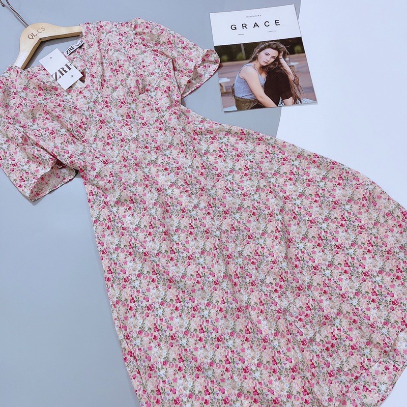[Mã FAGREEN1505 giảm tới 30K đơn 99K] VN70 - VÁY HOA HỒNG NHÍ CHIẾT EO CỔ V CÚP NỮ | BigBuy360 - bigbuy360.vn