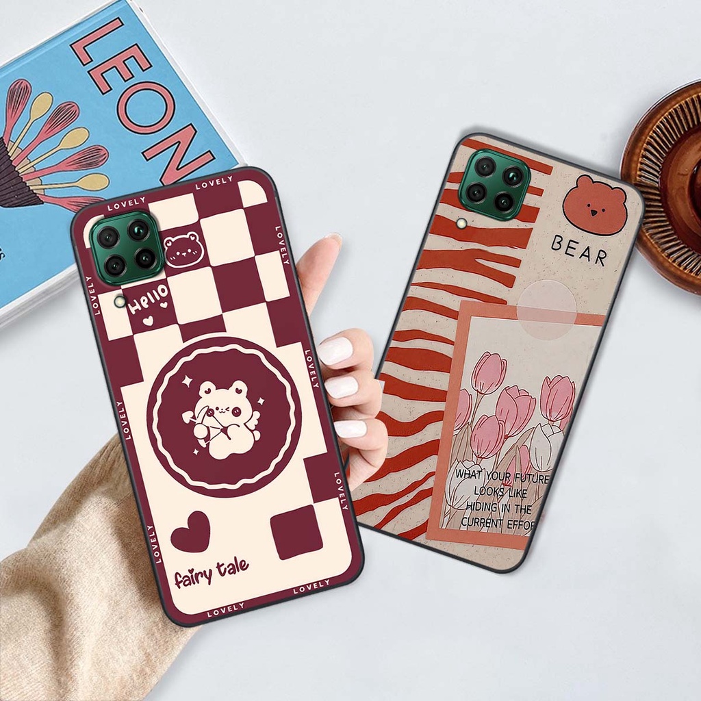 Ốp Huawei Nova 7i gấu Bear rick caro vuông thời trang siêu đẹp
