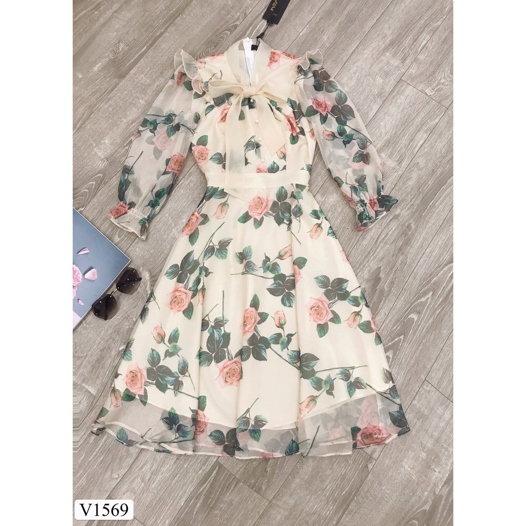 [Mã FAGREEN1505 giảm tới 30K đơn 99K] Váy hoa dài tay V1569 - Đẹp Shop DVC - Kèm ảnh thật trải sàn do shop tự chụp | BigBuy360 - bigbuy360.vn
