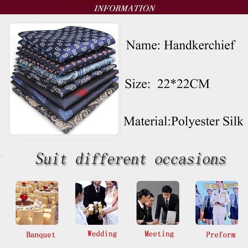 Khăn Tay Vuông Bỏ Túi 22 * 22CM Cho Nam