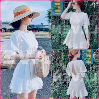 Đầm thô trắng hở lưng🏖 ảnh thật