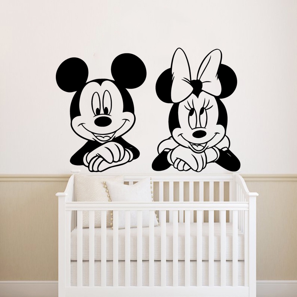 Sticker Dán Tường Bằng Pvc Họa Tiết Hoạt Hình Chuột Mickey Dễ Thương