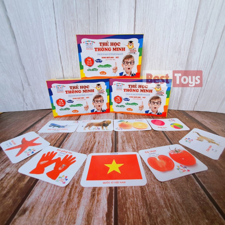 Bộ thẻ học thông minh flashcard Glenn Doman, 16 chủ đề song ngữ , đồ chơi dạy bé nhận biết thế giới xung quanh