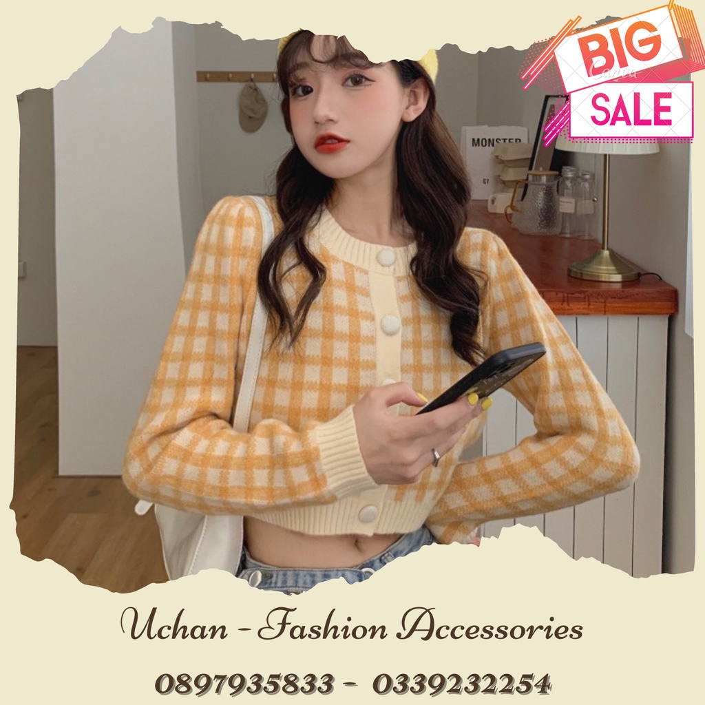 Áo Khoác cardigan Len Kẻ Sọc Dệt Kim Dài Tay Thu Đông Phong Cách Hàn Quốc siêu xinh