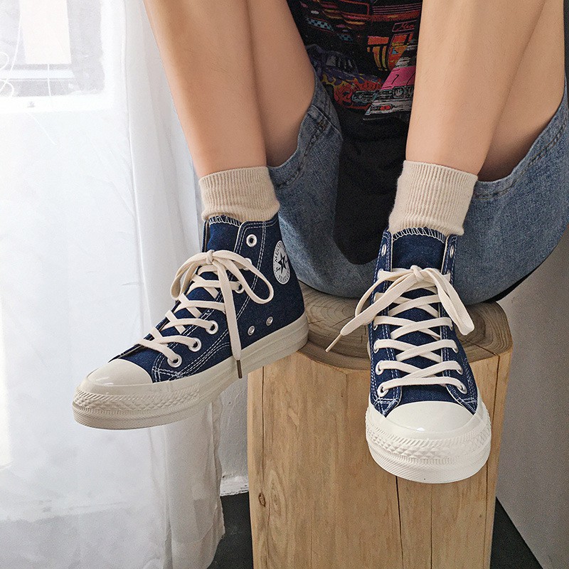 Mới Giày Thể Thao Vải Bạt Denim Xanh Thời Trang Nữ Năng Động 2021