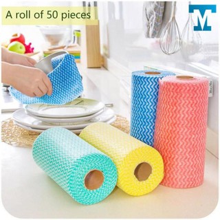 Cuộn 50 miếng khăn lau đa năng bằng vải không dệt