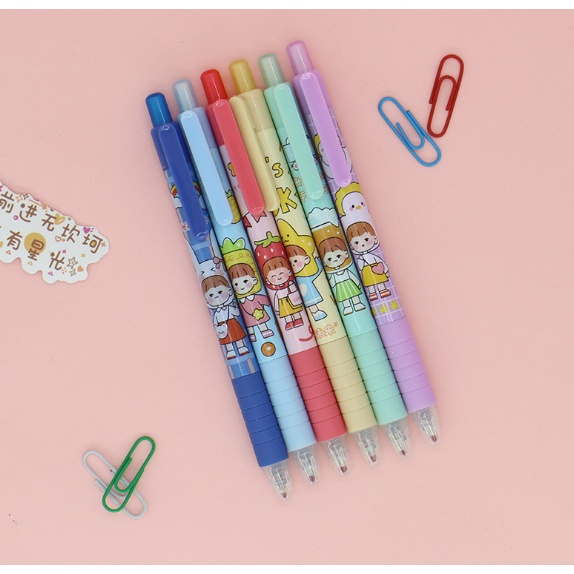 Bút bi bấm cô gái hoa quả BBB44 bánh kẹo dâu dưa viết hoạt hình dễ thương kute