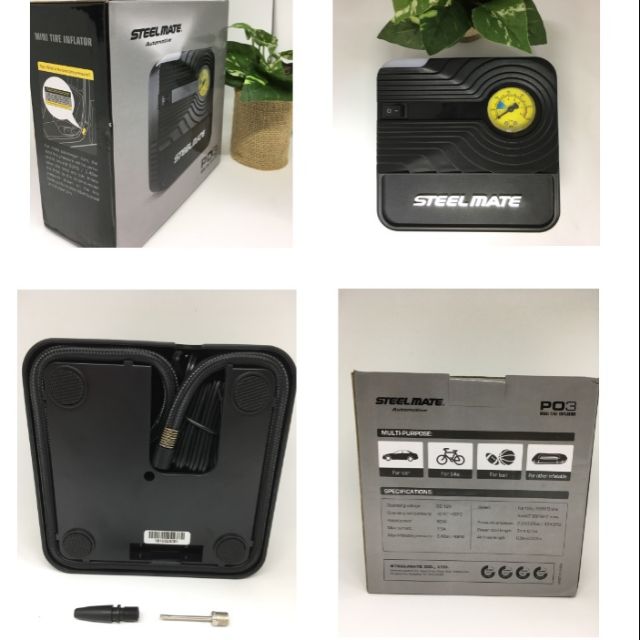 Máy bơm lốp ô tô Steel mate cao cấp dự phòng cắm tẩu trên xe hơi bơm nhanh siêu bền chính hãng