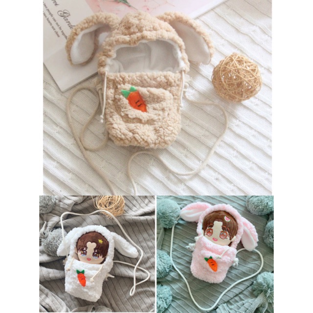 Túi đeo thỏ cà rốt cho doll 20cm