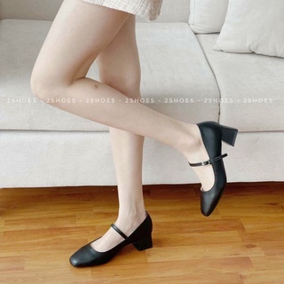 Giày Cao Gót nữ gót vuông 5 phân quai ngang Giày cao gót lolita 1 quai ngang HDO 515