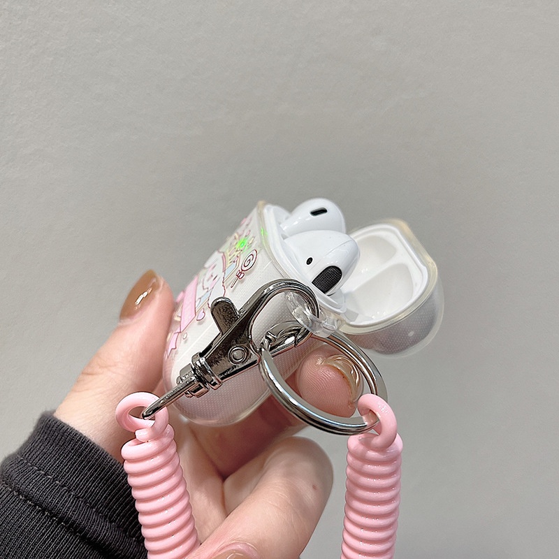 Vỏ Bảo Vệ Hộp Sạc Tai Nghe airpods 1 2 Pro 3rd Generation Pro 1/2 Trong Suốt Chống Sốc Họa Tiết Hoạt Hình Kèm Dây Đeo Kiểu Nhật Hàn