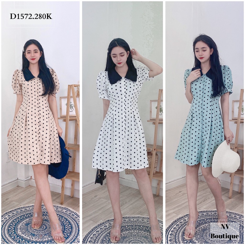 ĐẦM CHẤM BI CỔ ĐEN - NHATVY D1572
