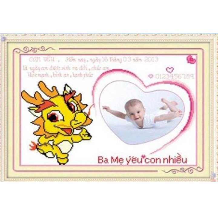 Tranh thêu con rồng  222704 - kích thước: 52 * 38cm.